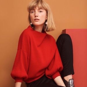 Anthropologie Balloon Sleeve Cropped Sweater